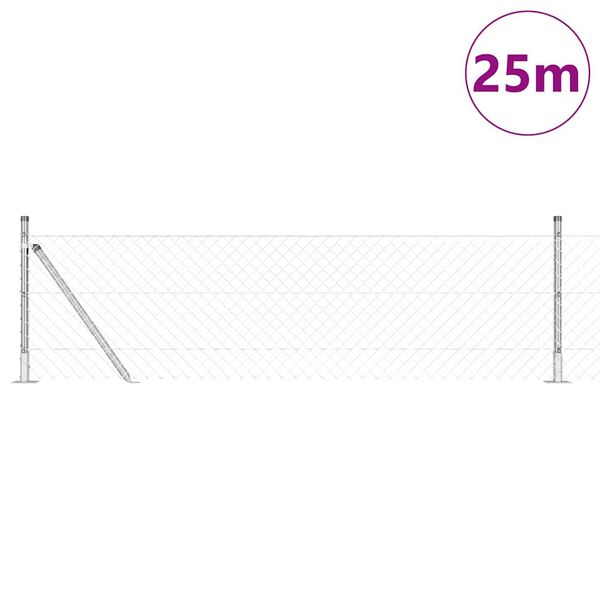 vidaXL Tvorelės stulpas Sidabro 25 x 0,6 m (40 x 40 mm tinklas)