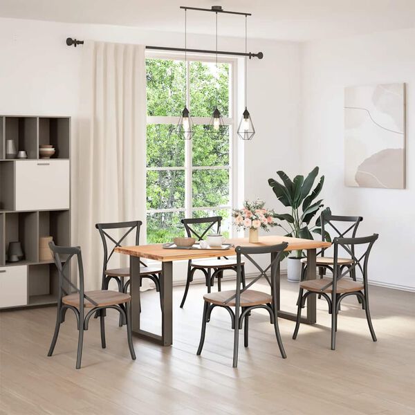 vidaXL Valgomojo stalo kojelės, U formos, 2 vnt., natūralus plienas, 60x(72-73) cm, plienas