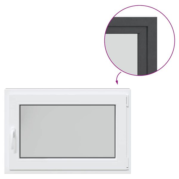 vidaXL Rūsio langas "RISOR", 90x70 cm, atverčiamas ir pasukamas, DIN, de&scaron;ininis, antracito spalvos