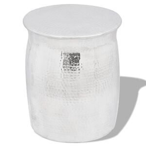 vidaXL Kalto aliuminio taburetė/&scaron;oninis staliukas, sidabro spalvos