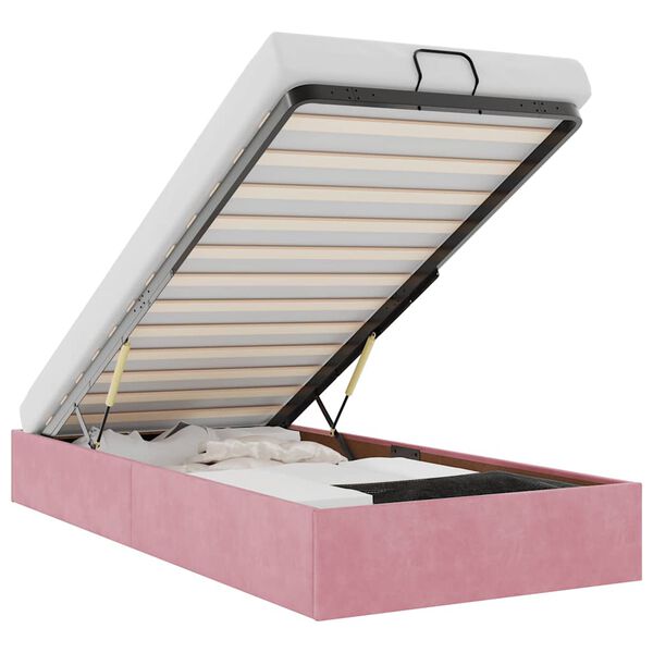 vidaXL Osmanų lovos rėmas be čiužinio, rožinis, 100x200 cm, aksomas