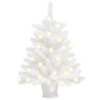 vidaXL Dirbtinė apšviesta Kalėdų eglutė, baltos spalvos, 65cm