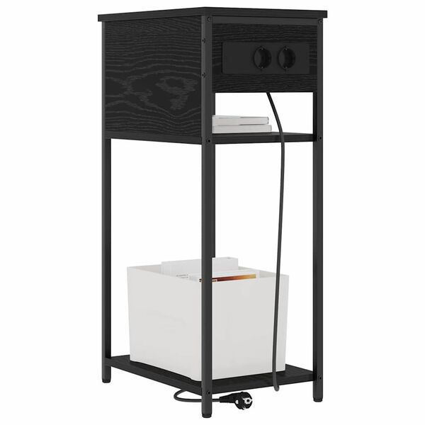 vidaXL &Scaron;alia lovos spintelė Juodas ąžuolas 41 x 28 x 76 cm