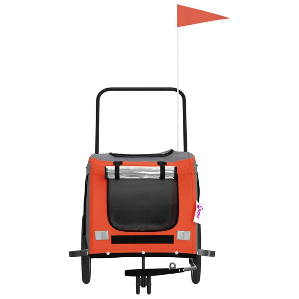 vidaXL Dviračio priekaba augintiniams, oranžinė/pilka, audinys/geležis