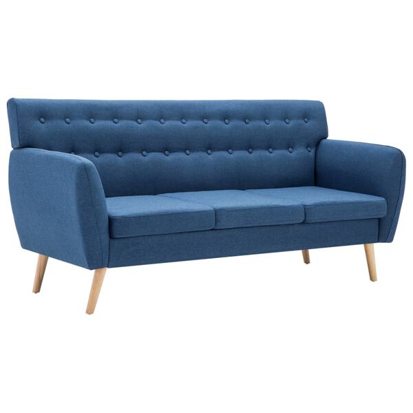 vidaXL Trivietė sofa, audinio apmušalas, 172x70x82cm, mėlyna