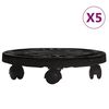 vidaXL Augalų padėklai su ratukais, 5vnt., juodi, 30cm, 170kg