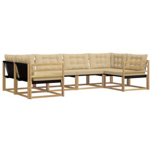 vidaXL Lauko sofos komplektas su pagalve 6 pcs Balta ir kreminė