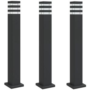vidaXL Lauko &scaron;viestuvai, 3vnt., juodi, 80cm, aliuminis
