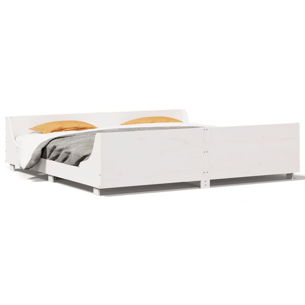 vidaXL Lovos rėmas be čiužinio, baltas, 200x200cm, pu&scaron;ies masyvas