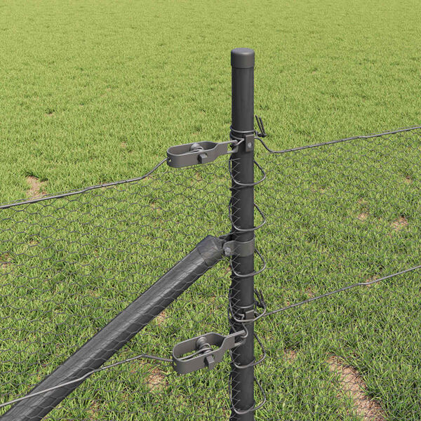 vidaXL Tvora su stulpais Pilka 0.4 x 10 m PVC dengtas plienas