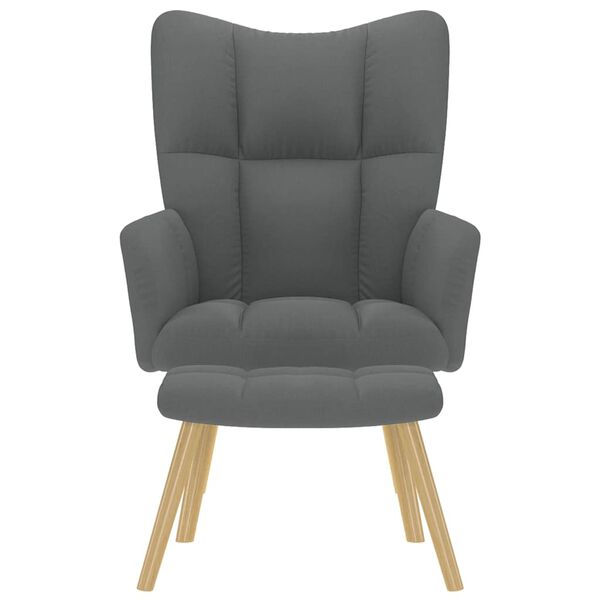 vidaXL Poilsio kėdė su pakoja, tamsiai pilkos spalvos, audinys