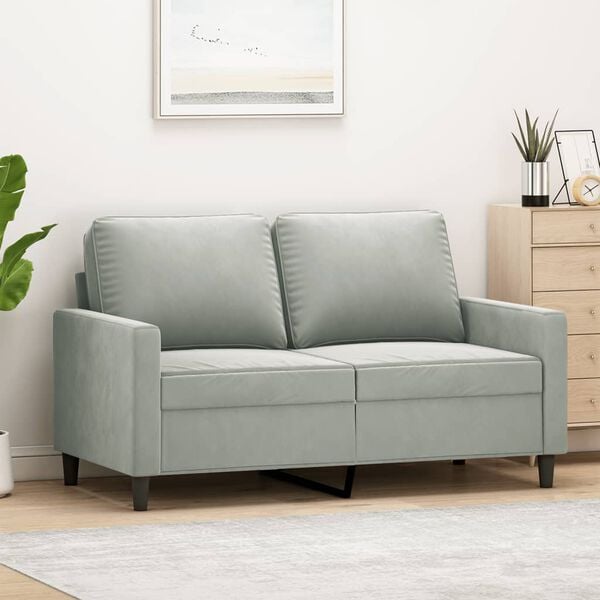vidaXL Dvivietė sofa, šviesiai pilkos spalvos, 120cm, aksomas