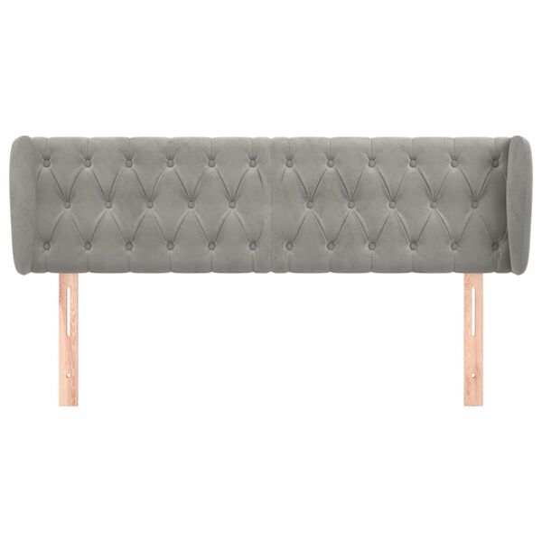 vidaXL Galvūgalis su auselėmis,šviesiai pilkos,147x23x78/88cm, aksomas