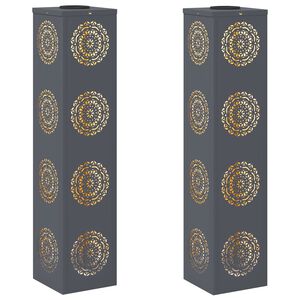 vidaXL Saulės LED &scaron;aligatvio &scaron;viesa 2 vnt. &Scaron;ilta balta 18 x 18 x 80 cm