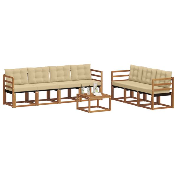 vidaXL Lauko sofos komplektas su pagalve 8 pcs Natūralus ir bežinis