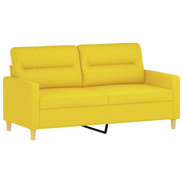 vidaXL Dvivietė sofa, &scaron;viesiai geltonos spalvos, 140cm, audinys