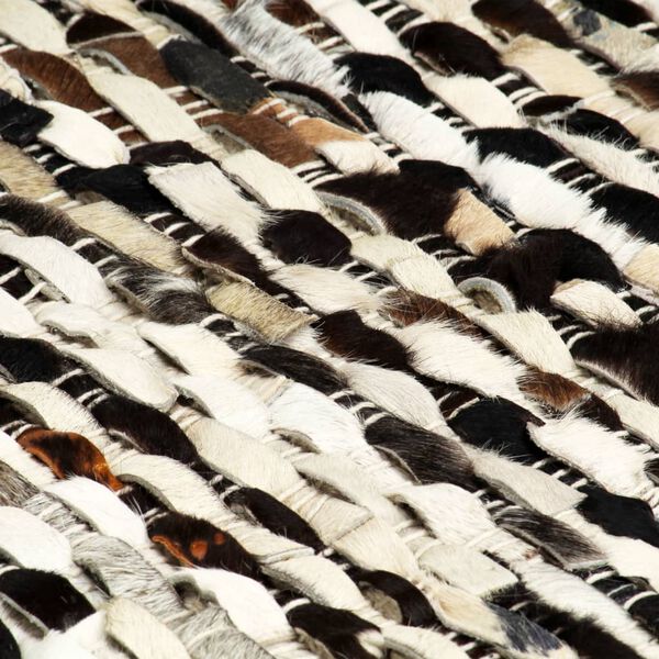 vidaXL Kilimas, juodos/baltos spalvos, 120x170cm, tikra plaukuota oda