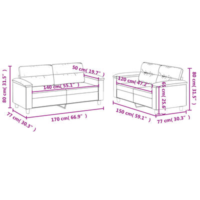 vidaXL Sofos komplektas su pagalvėlėmis, 2 dalių, pilkas, dirbtinė oda