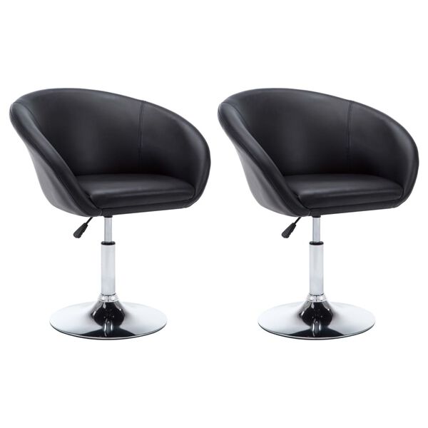 vidaXL Valgomojo kėdės, 2vnt., juodos, dirbtinė oda, pasukamos
