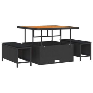 vidaXL Sodo valgomojo komplektas Juoda Poli ratanas