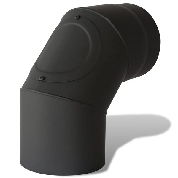 Plieninis Dūmtraukio Vamzdis, 90 laipsnių Alkūnė su Durelėmis Valymui