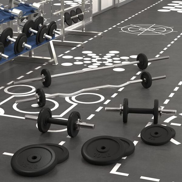 vidaXL &Scaron;tanga ir svarmenys su svoriais, 90kg, ketus