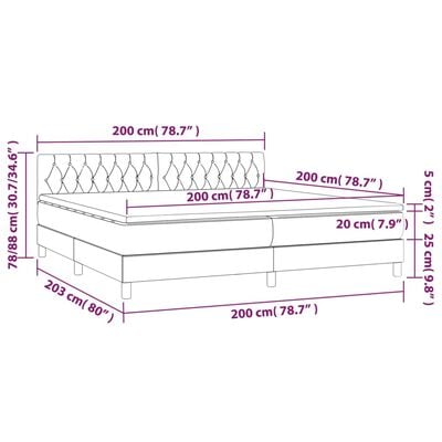 vidaXL Lova su spyruoklėmis/čiužiniu/LED, rožinė, 200x200cm, aksomas