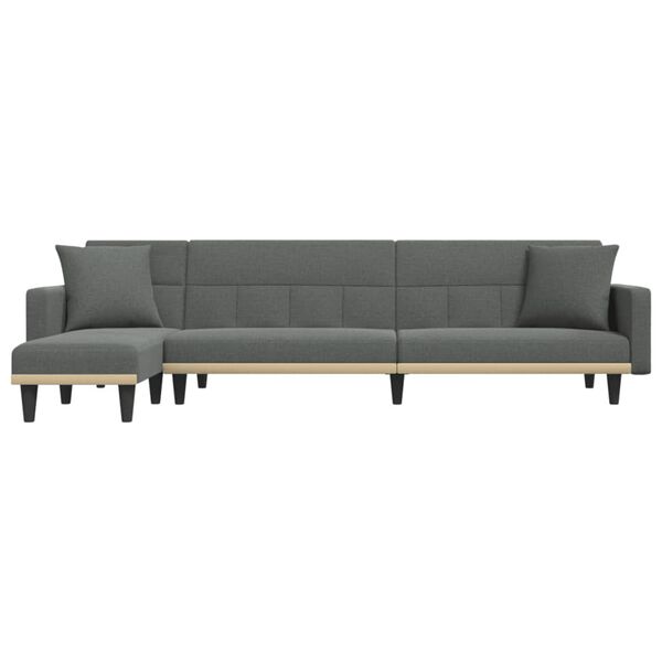 vidaXL L formos sofa-lova, tamsiai pilka, 275x140x70cm, audinys