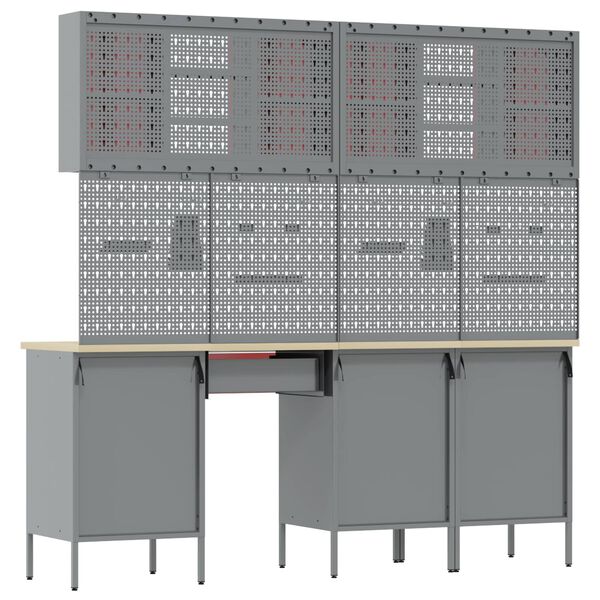 vidaXL Darbastalis su stalčių 10 pcs Juoda 200 x 55 x 200 cm Plienas