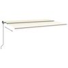 vidaXL Automatinė markizė su LED/vėjo jutikliu, kreminės spalvos, 6x3m