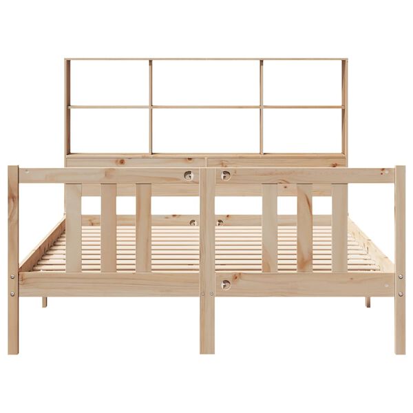 vidaXL Lova su knygų spinta be čiužinio, 120x200cm, pu&scaron;ies masyvas