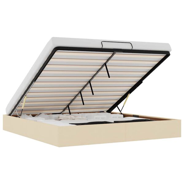 vidaXL Osmanų lovos rėmas be čiužinio kremo 160x200 cm audinio