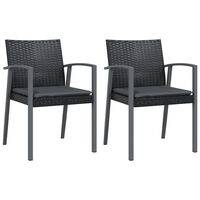 vidaXL Sodo kėdės su pagalvėmis, 2vnt., juodos, 56,5x57x83cm, ratanas