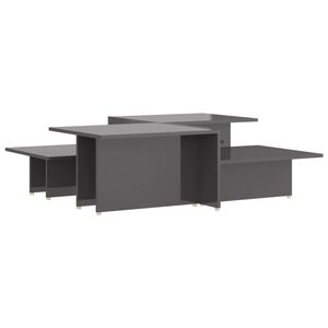 vidaXL Kavos staliukai, 2vnt., pilki, 111,5x50x33cm, mediena, blizgūs