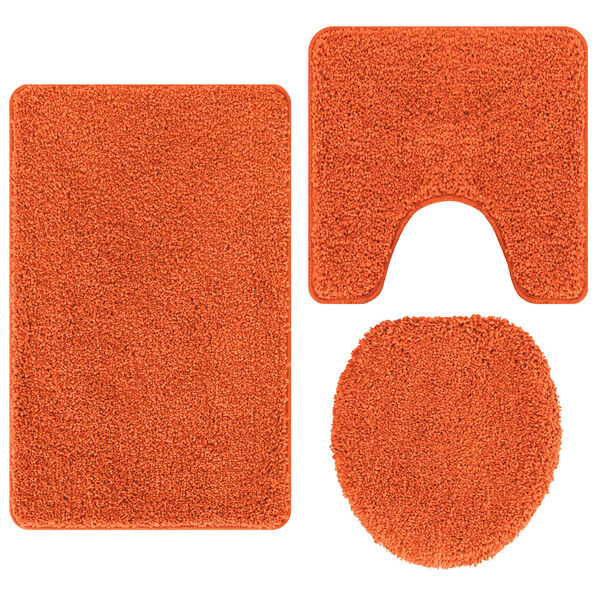 vidaXL Antisklidus vonios kilimėlių rinkinys 3 pcs Oranžinė PP