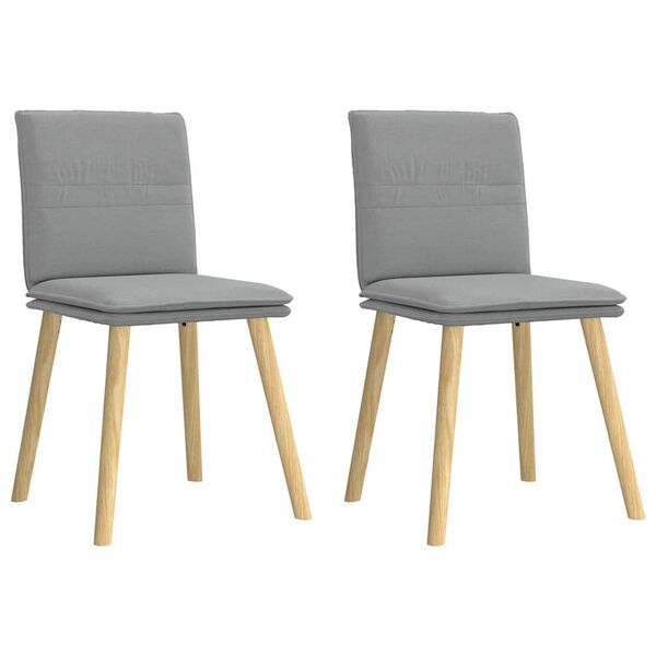 vidaXL Valgomojo kėdės, 2vnt., &scaron;viesiai pilkos spalvos, audinys