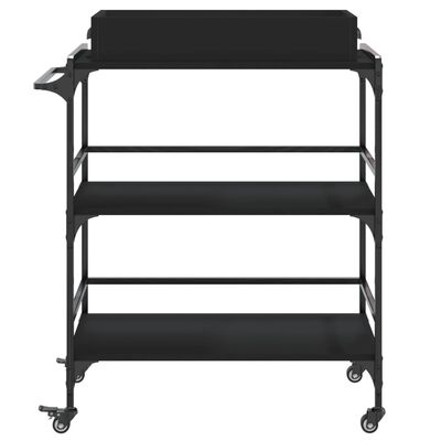 vidaXL Virtuvės vežimėlis, juodas, 81,5x41x92,5cm, apdirbta mediena