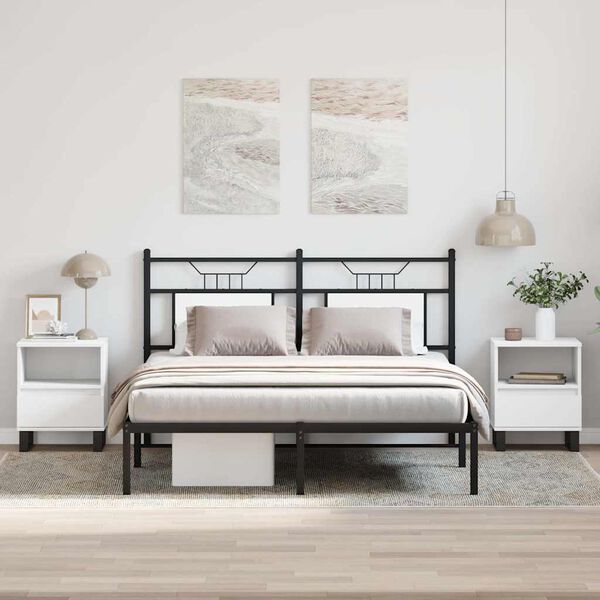 vidaXL Naktinės spintelės, 2vnt., baltos, 40x35x50cm, apdirbta mediena