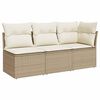 vidaXL Trivietė sodo sofa su pagalvėlėmis, smėlio spalvos, poliratanas