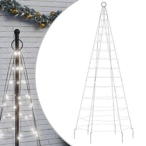 vidaXL LED Kalėdų eglutė ant vėliavos stiebo 200LED &scaron;altai balta 180cm