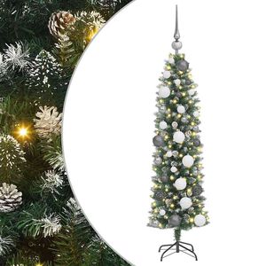 vidaXL Dirbtinis lieknas Kalėdų medis su 150 LED Žalia ir balta 120 cm
