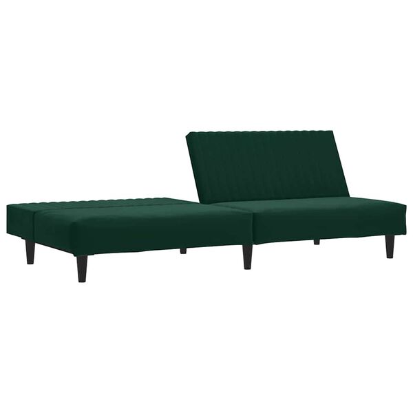 vidaXL Dvivietė sofa-lova, tamsiai žalios spalvos, aksomas