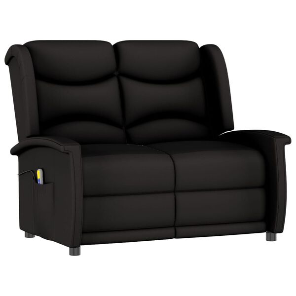 vidaXL Dvivietis atlošiamas masažinis krėslas, juodos spalvos, audinys