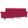 vidaXL Trivietė sofa, raudonojo vyno spalvos, 180cm, aksomas