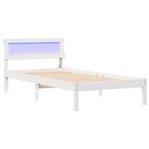 vidaXL Lovos rėmas Balta 90 x 190 cm Kietos pu&scaron;ies mediena