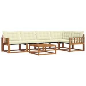 vidaXL Lauko sofos komplektas su pagalve 6 pcs Natūralus ir grietinėlė