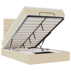 vidaXL Osmanų lovos rėmas su čiužiniu, kreminis, 120x200cm, audinys