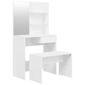 vidaXL Kosmetinio staliuko komplektas, baltas, 74,5x40x141cm, blizgus