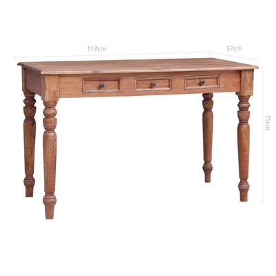 vidaXL Rašomasis stalas su stalčiais, 117x57x75cm, medienos masyvas