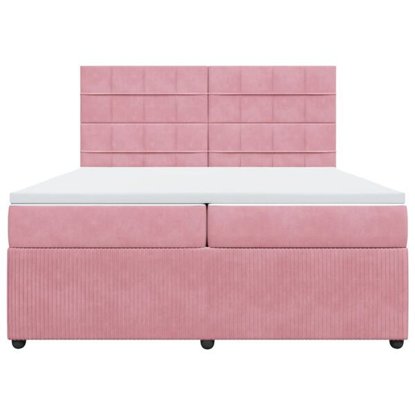 vidaXL Lova su spyruoklėmis ir čiužiniu, rožinė, 200x200 cm, aksomas